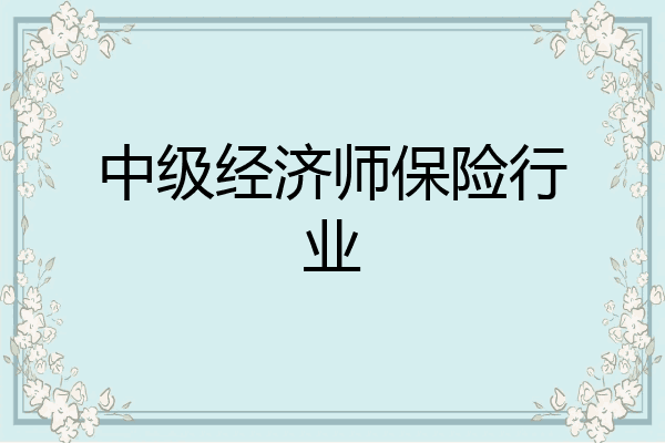 中级经济师保险行业