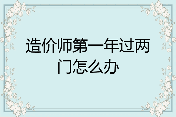 造价师第一年过两门怎么办