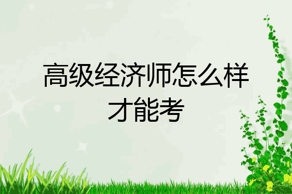 高级经济师怎么样才能考
