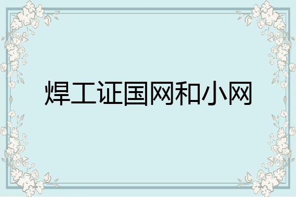 焊工证国网和小网