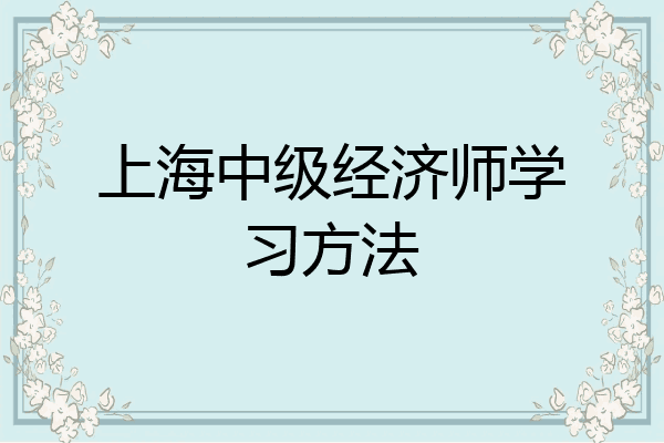 上海中级经济师学习方法