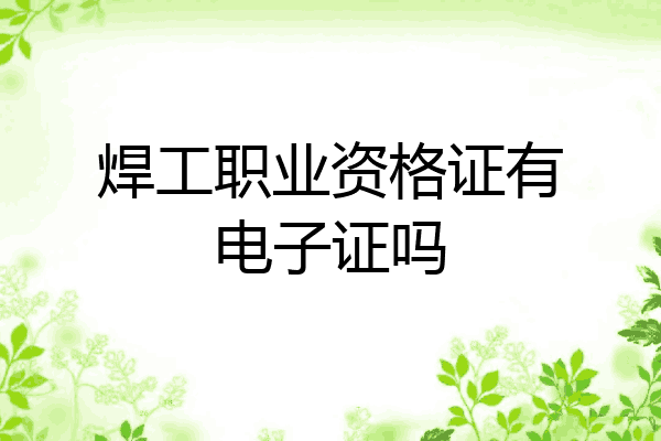 焊工职业资格证有电子证吗