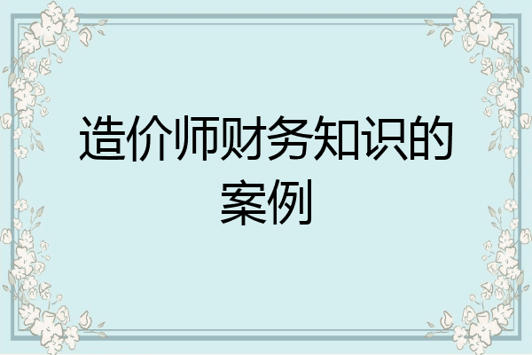 造价师财务知识的案例