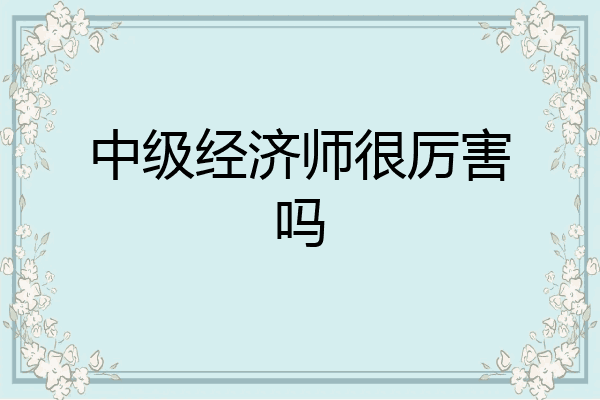 中级经济师很厉害吗