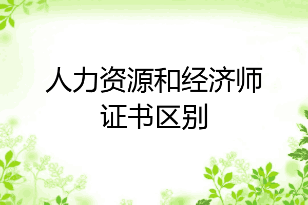人力资源和经济师证书区别