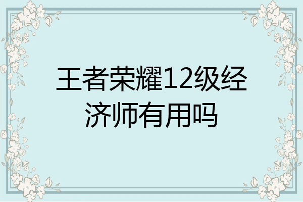 王者荣耀12级经济师有用吗