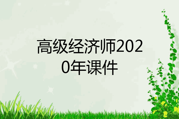 高级经济师2020年课件