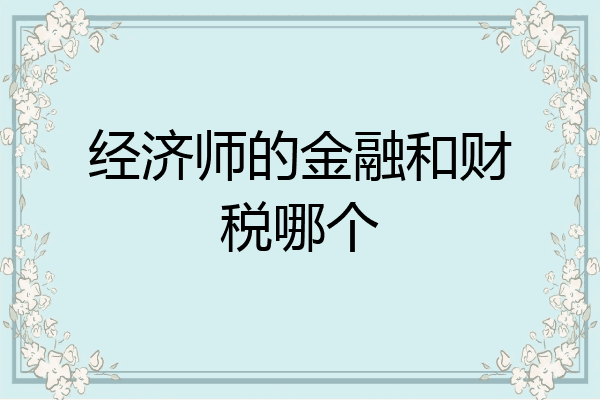 经济师的金融和财税哪个