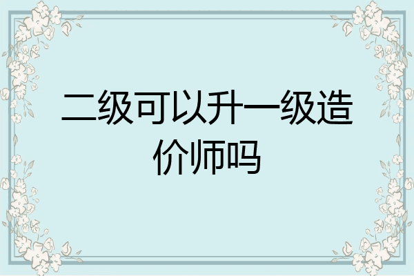二级可以升一级造价师吗