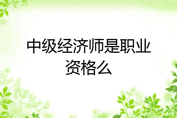 中级经济师是职业资格么