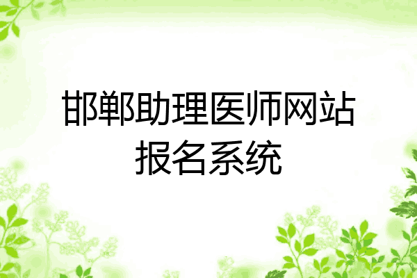 邯郸助理医师网站报名系统