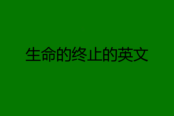 生命的终止的英文