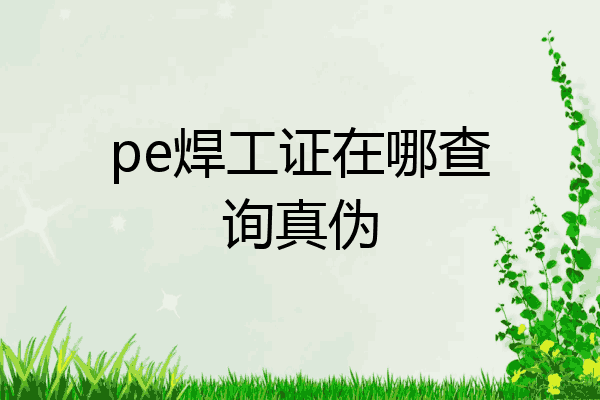 pe焊工证在哪查询真伪