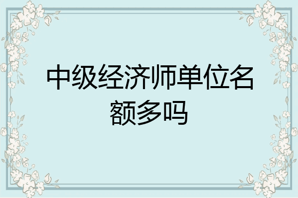 中级经济师单位名额多吗