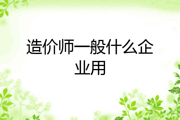 造价师一般什么企业用