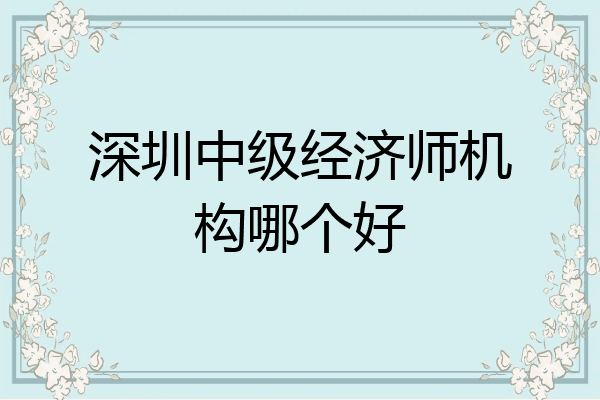 深圳中级经济师机构哪个好