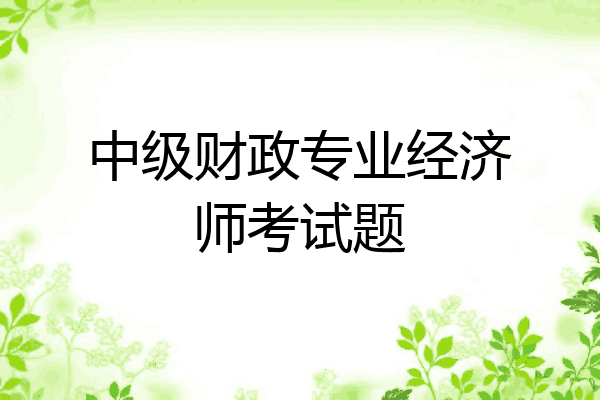 中级财政专业经济师考试题