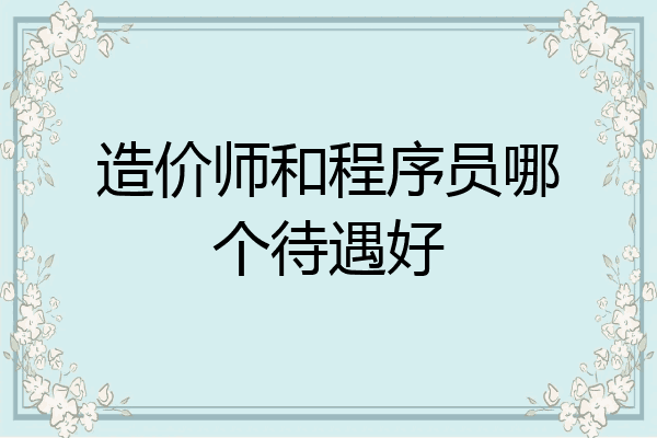 造价师和程序员哪个待遇好