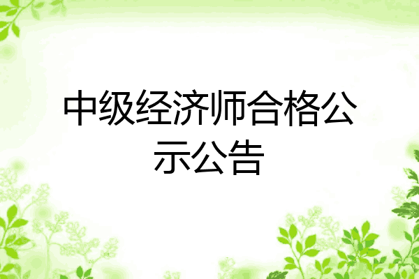中级经济师合格公示公告
