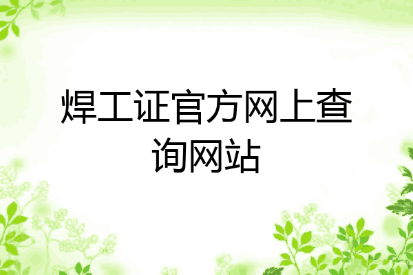 焊工证官方网上查询网站