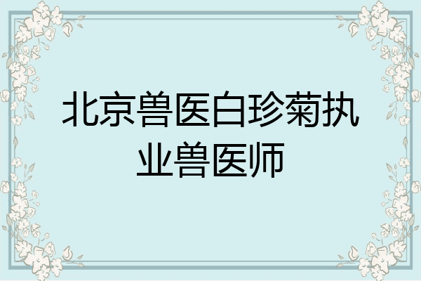北京兽医白珍菊执业兽医师
