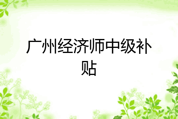 广州经济师中级补贴