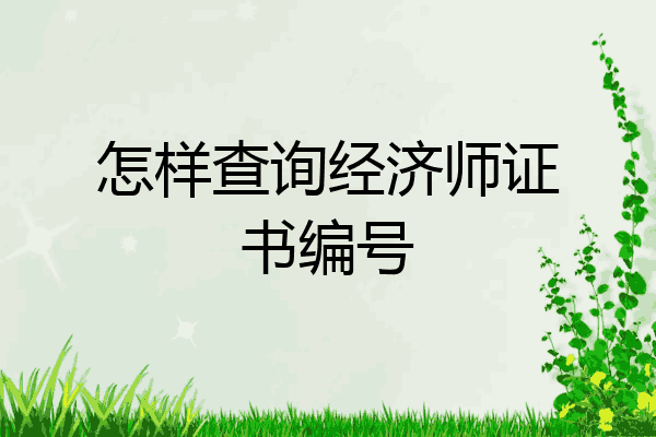 怎样查询经济师证书编号