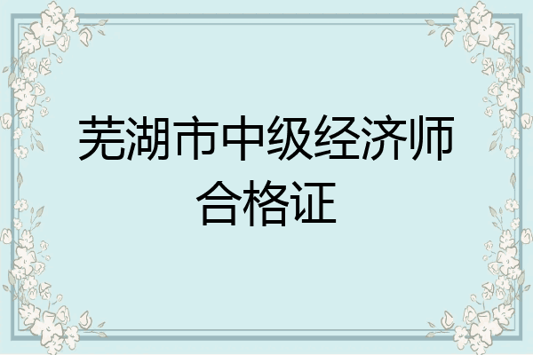 芜湖市中级经济师合格证