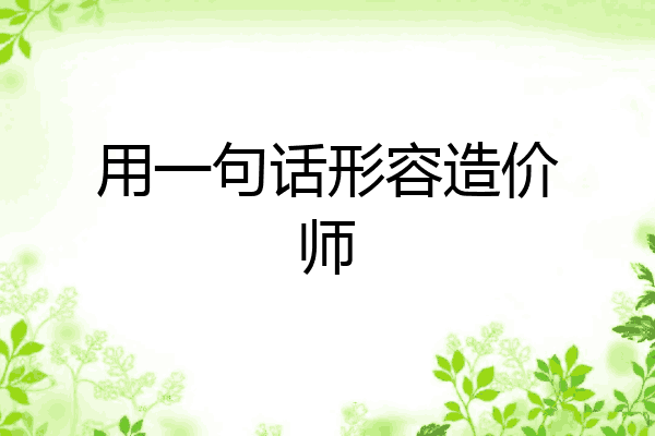 用一句话形容造价师