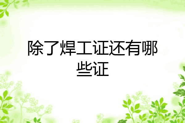 除了焊工证还有哪些证