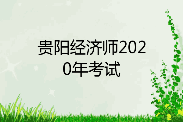 贵阳经济师2020年考试