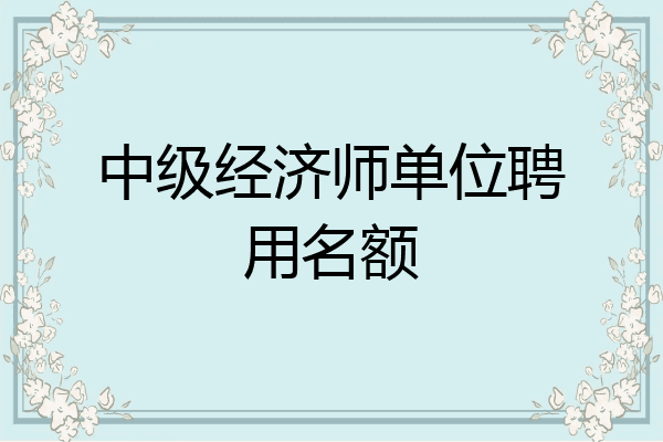 中级经济师单位聘用名额