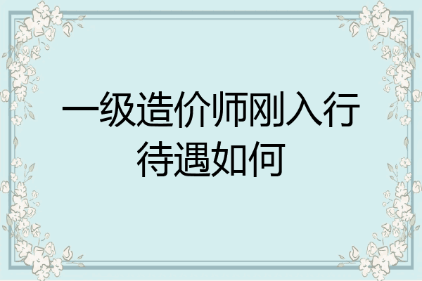一级造价师刚入行待遇如何