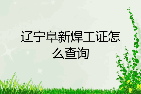 辽宁阜新焊工证怎么查询