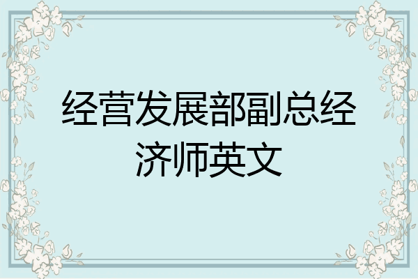 经营发展部副总经济师英文