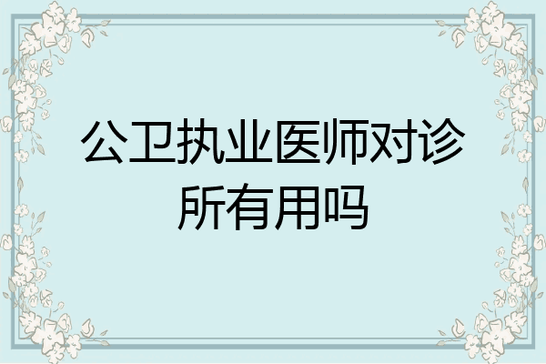 公卫执业医师对诊所有用吗