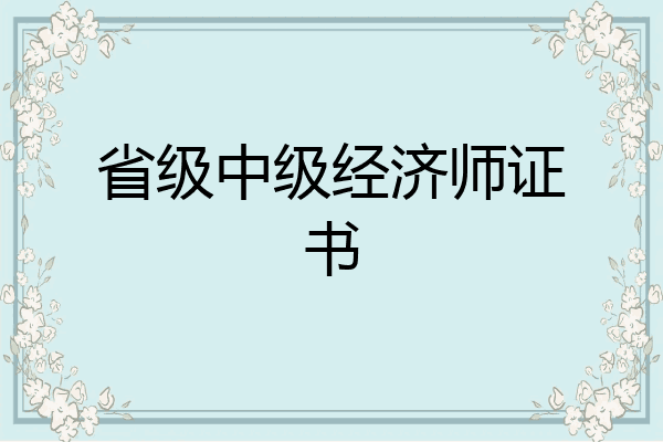 省级中级经济师证书