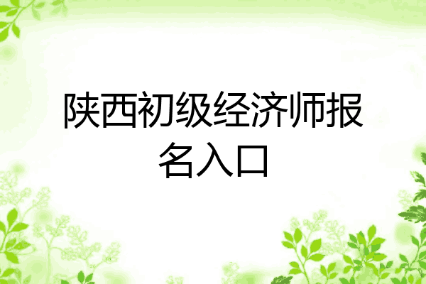 陕西初级经济师报名入口