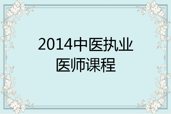 2014中医执业医师课程