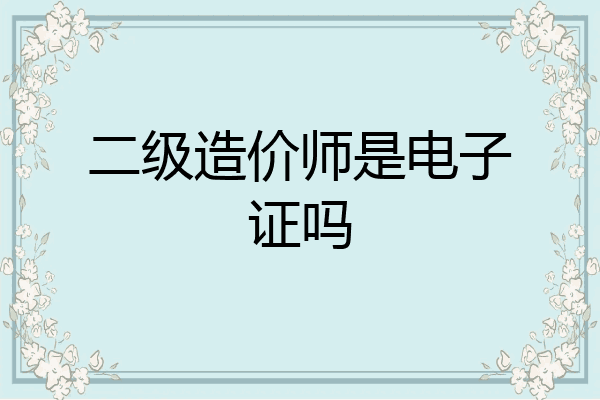 二级造价师是电子证吗