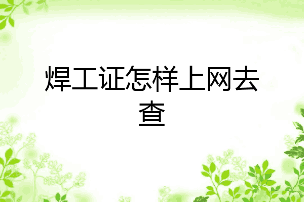 焊工证怎样上网去查