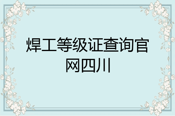 焊工等级证查询官网四川