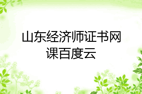山东经济师证书网课百度云