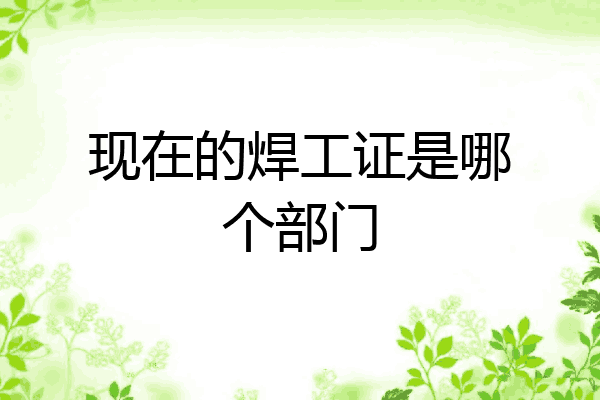 现在的焊工证是哪个部门