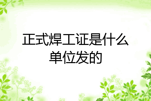 正式焊工证是什么单位发的