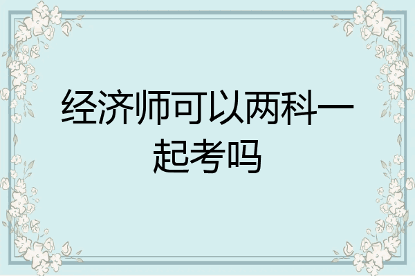 经济师可以两科一起考吗