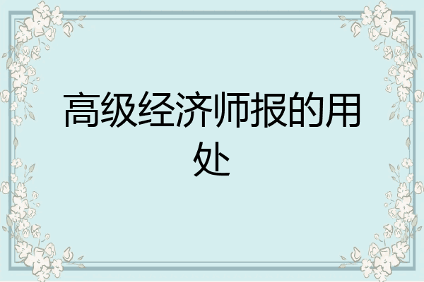 高级经济师报的用处
