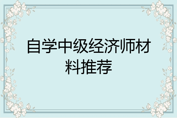 自学中级经济师材料推荐