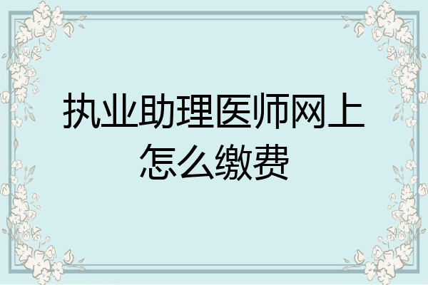 执业助理医师网上怎么缴费
