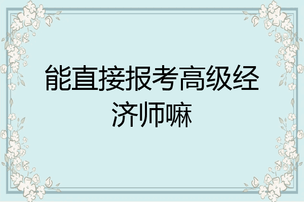 能直接报考高级经济师嘛